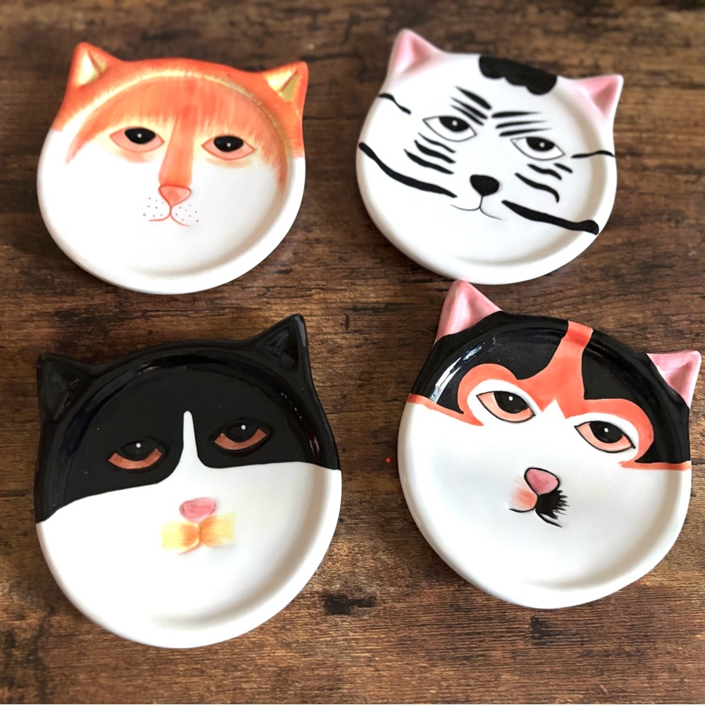 Vintage Cat Ceramic Coasters set of 4